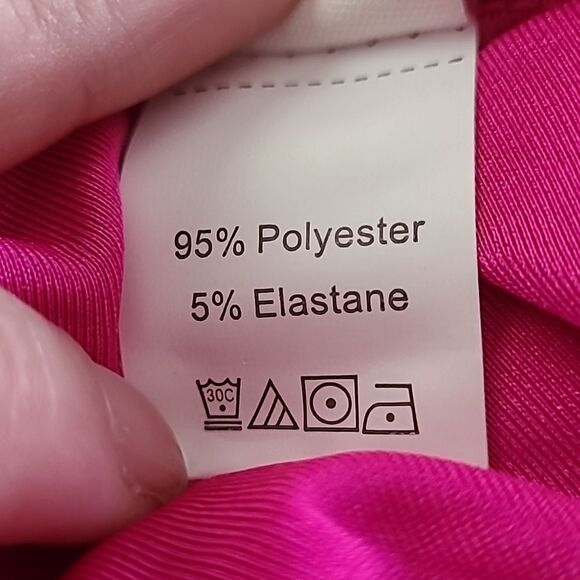 Hot Pink Fringe Trim Halter Neck Sleeveless Solid Bodysuit SIZE XL Plus - Picture 5 of 11